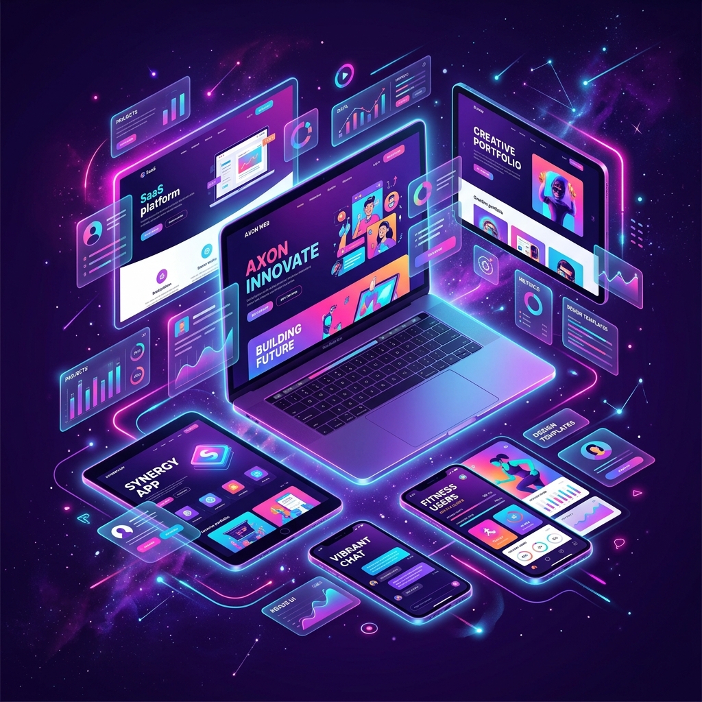 Multi-screen website design showcase mockup